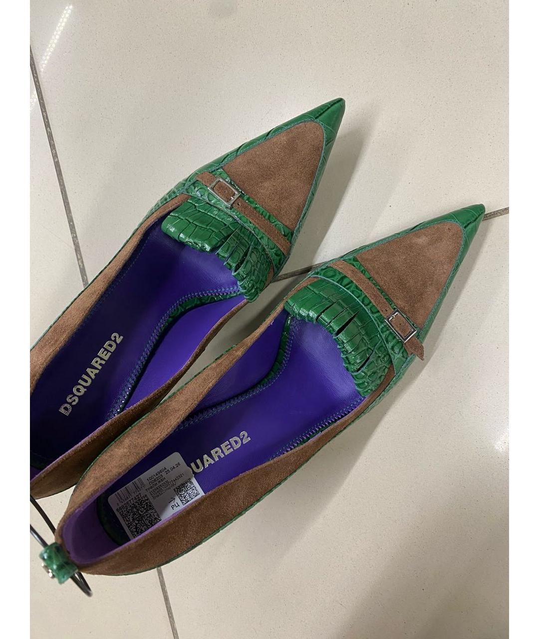 DSQUARED2 Зеленые кожаные туфли, фото 4