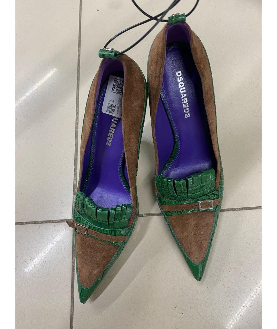 DSQUARED2 Зеленые кожаные туфли, фото 2