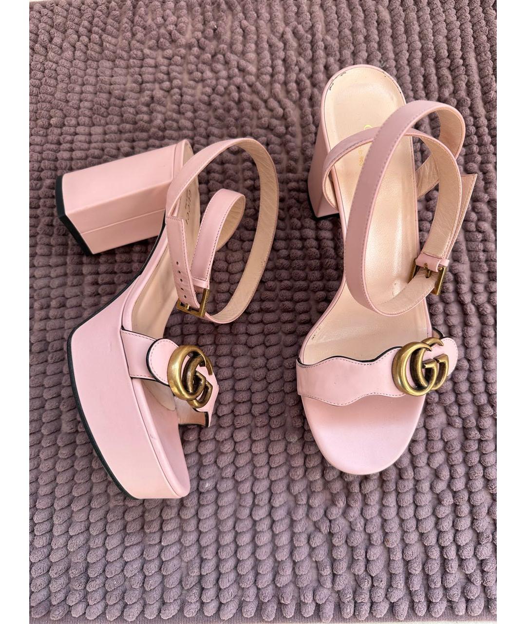 GUCCI Розовые кожаные босоножки, фото 2