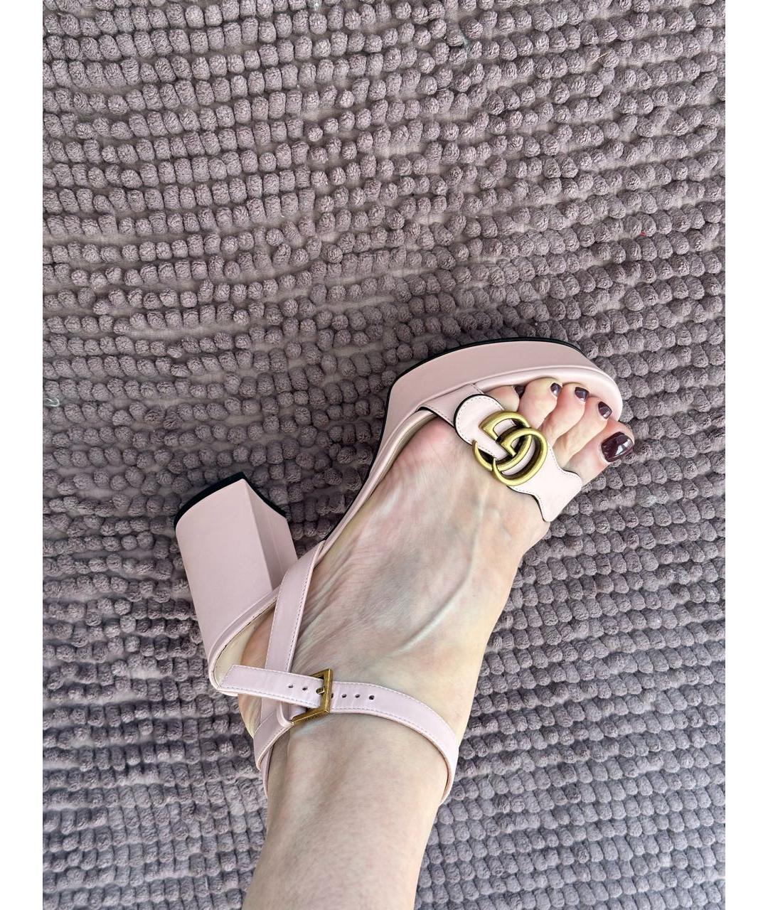 GUCCI Розовые кожаные босоножки, фото 6