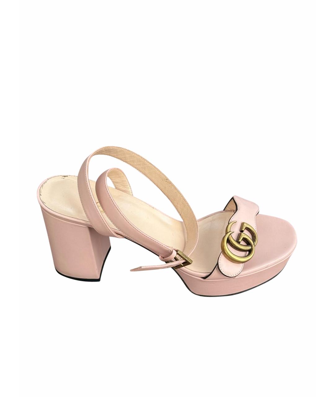 GUCCI Розовые кожаные босоножки, фото 1