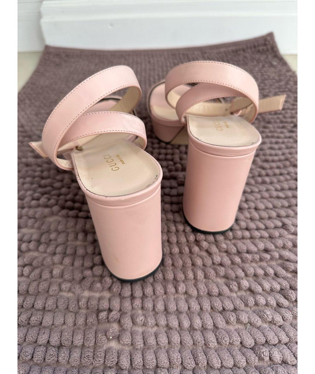 GUCCI Розовые кожаные босоножки, фото 4