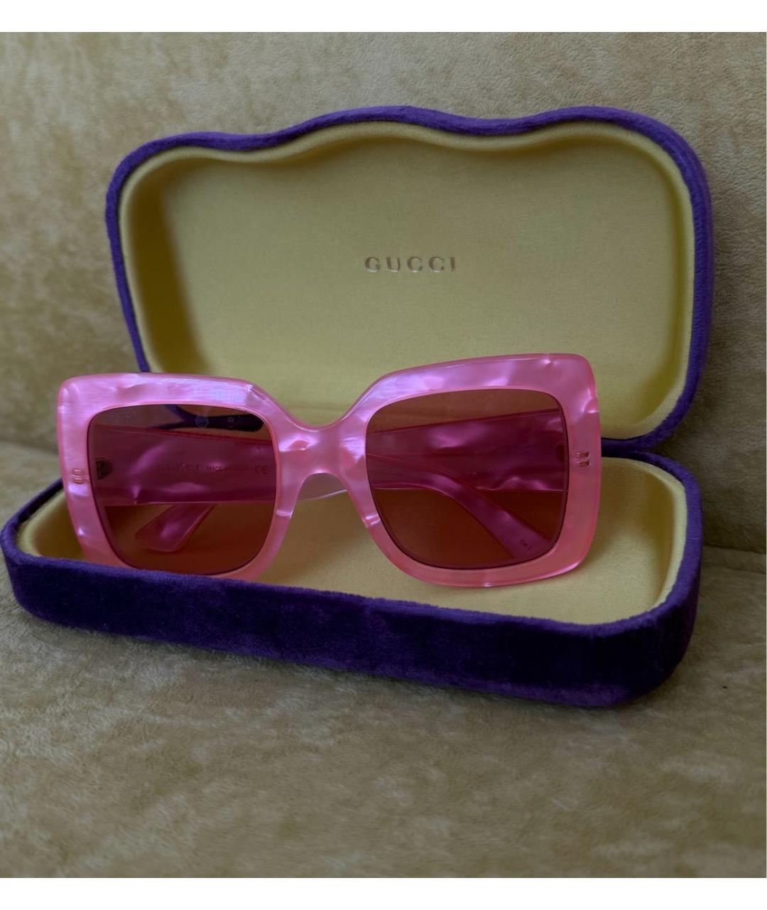 GUCCI Розовые пластиковые солнцезащитные очки, фото 6
