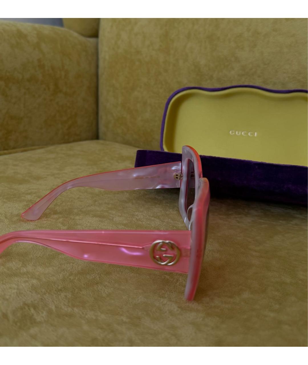 GUCCI Розовые пластиковые солнцезащитные очки, фото 2