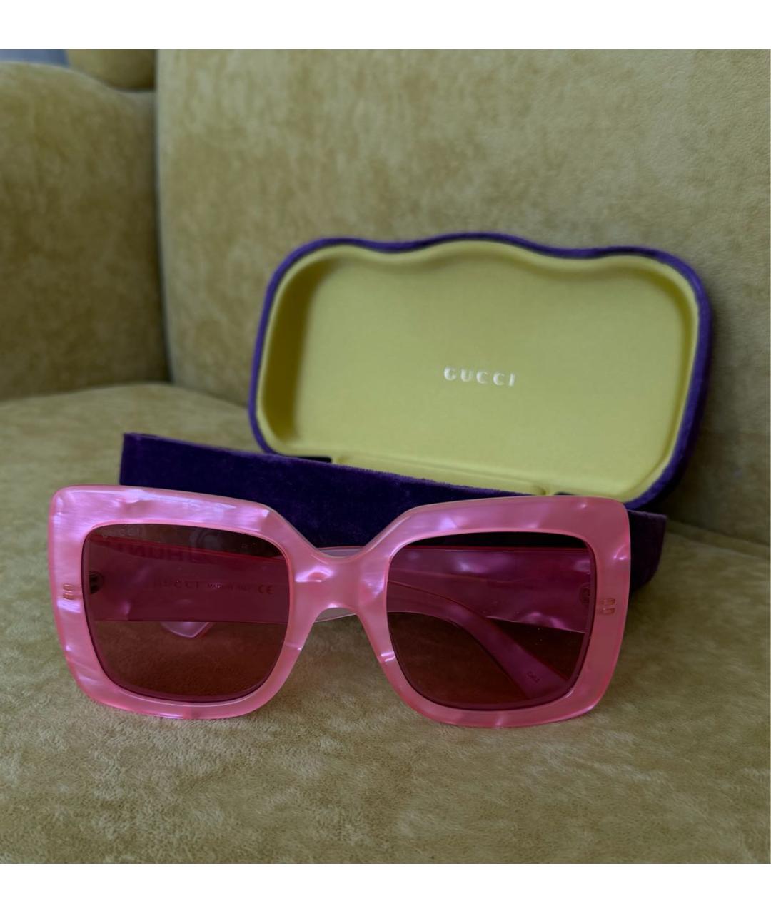 GUCCI Розовые пластиковые солнцезащитные очки, фото 7