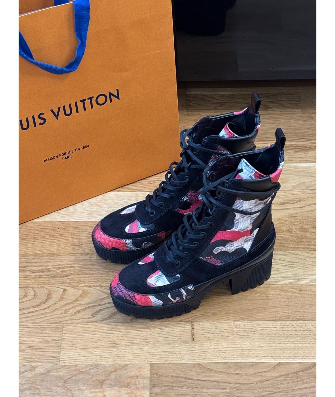 LOUIS VUITTON Черные кожаные ботинки, фото 2