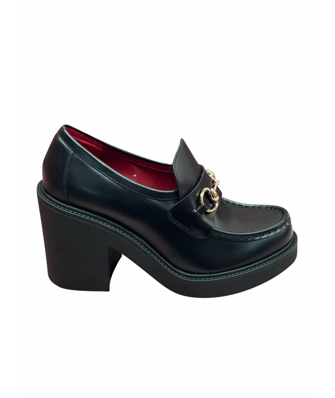 GUCCI Черные кожаные лоферы, фото 1