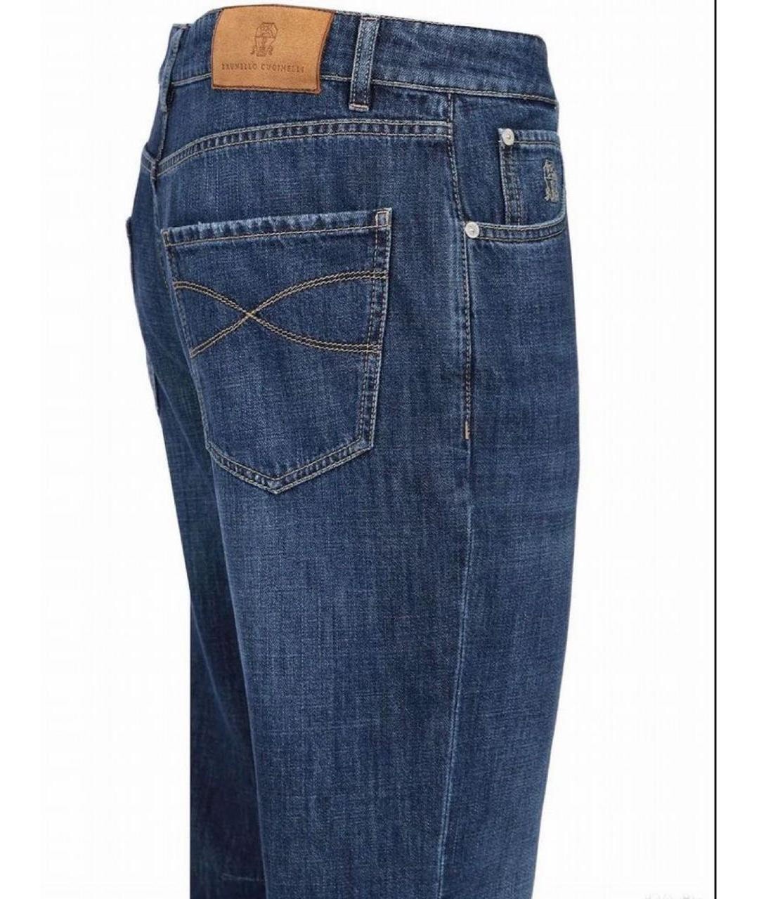 BRUNELLO CUCINELLI Синие хлопковые джинсы, фото 3