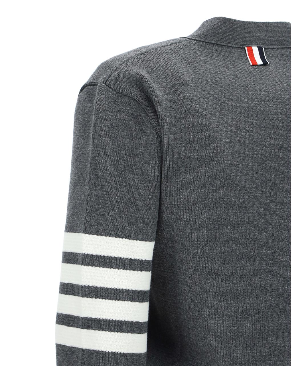 THOM BROWNE Серый хлопковый кардиган, фото 3