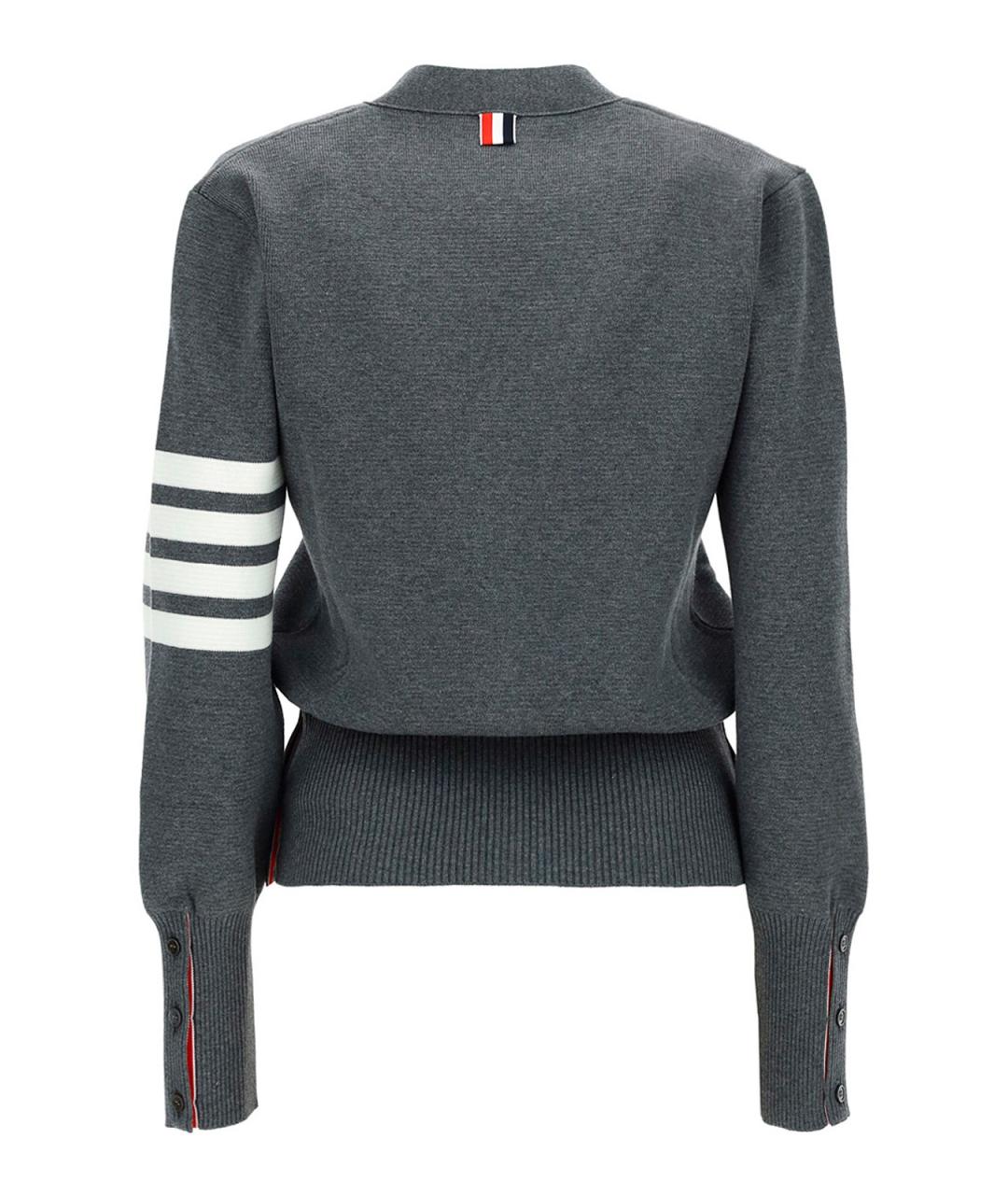 THOM BROWNE Серый хлопковый кардиган, фото 2