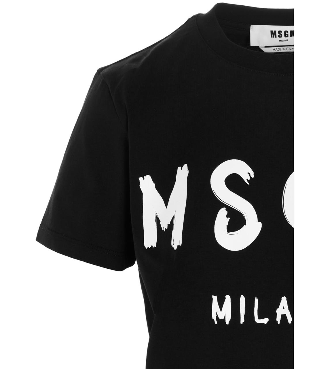 MSGM Черная хлопковая футболка, фото 3
