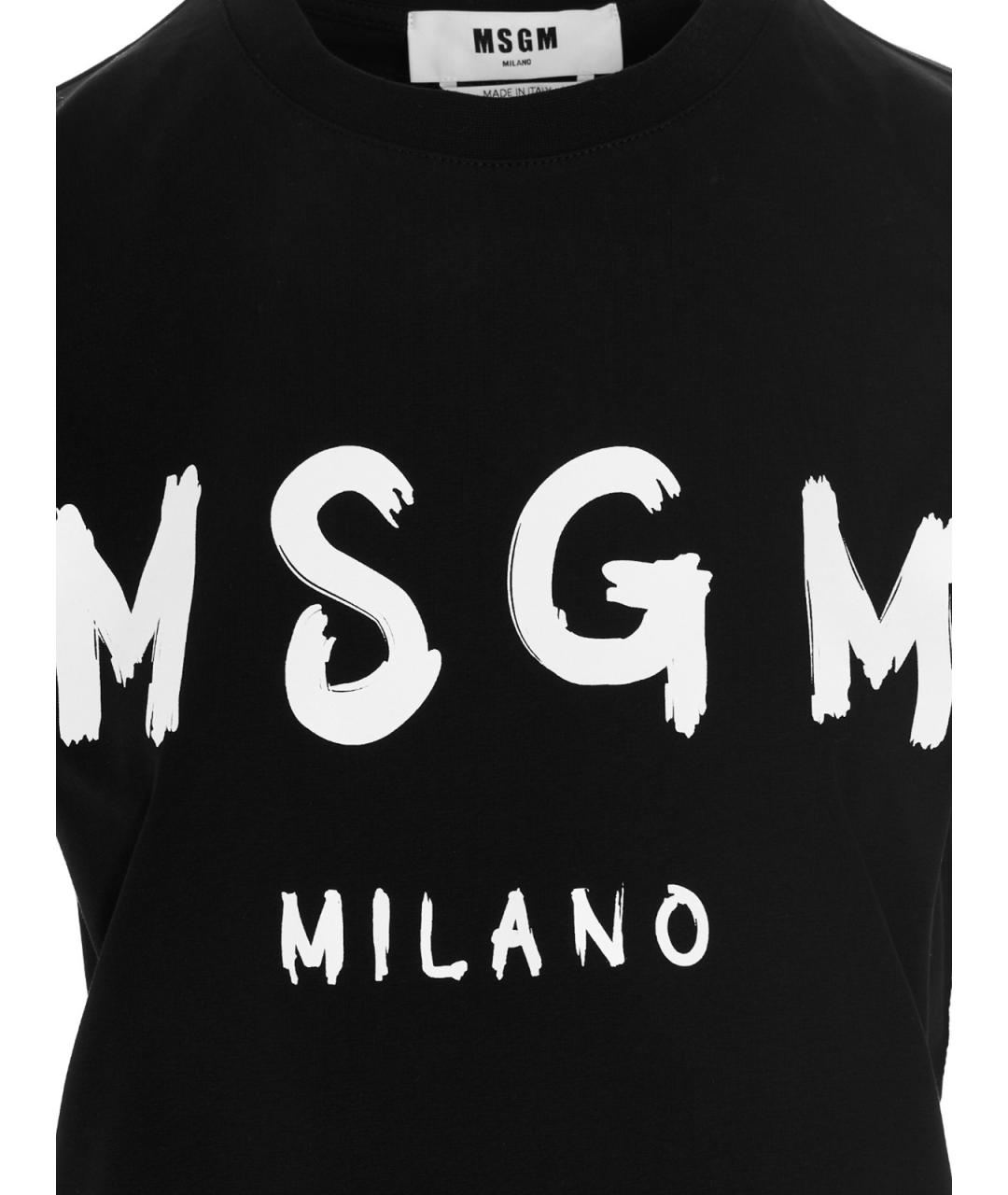 MSGM Черная хлопковая футболка, фото 4