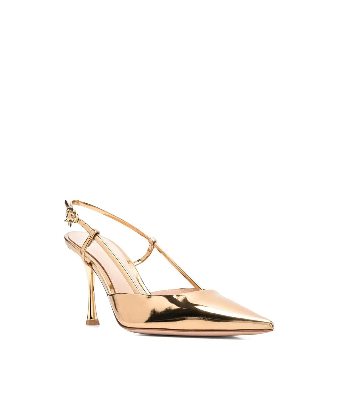 GIANVITO ROSSI Золотые кожаные туфли, фото 2