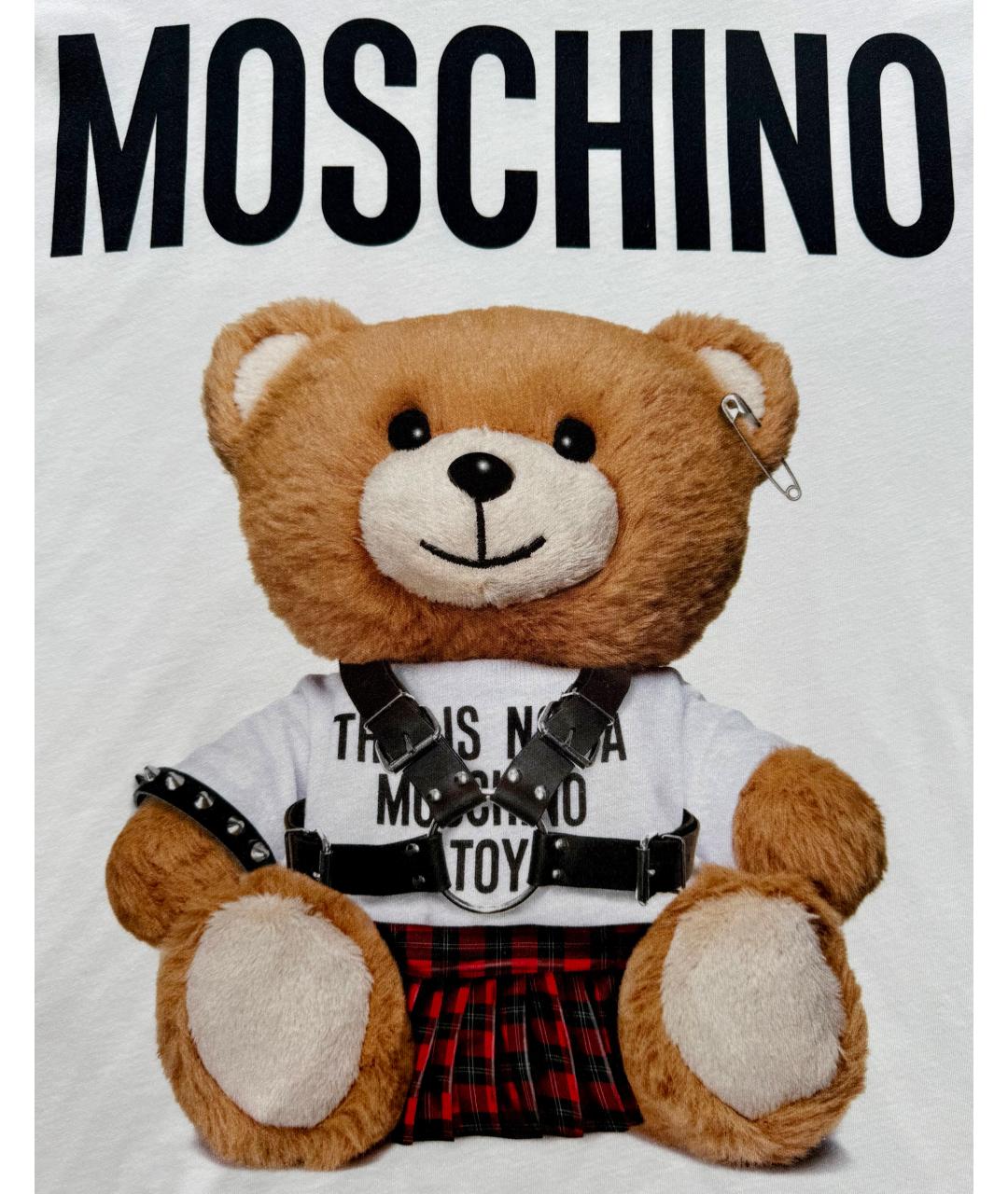 MOSCHINO Белая хлопковая футболка, фото 9