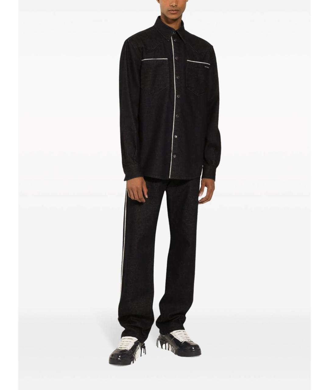 DOLCE&GABBANA Черные хлопковые прямые джинсы, фото 3