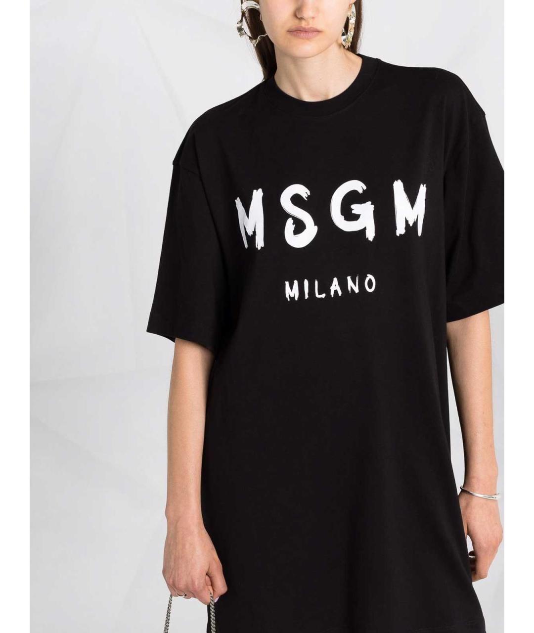 MSGM Черное хлопковое повседневное платье, фото 7