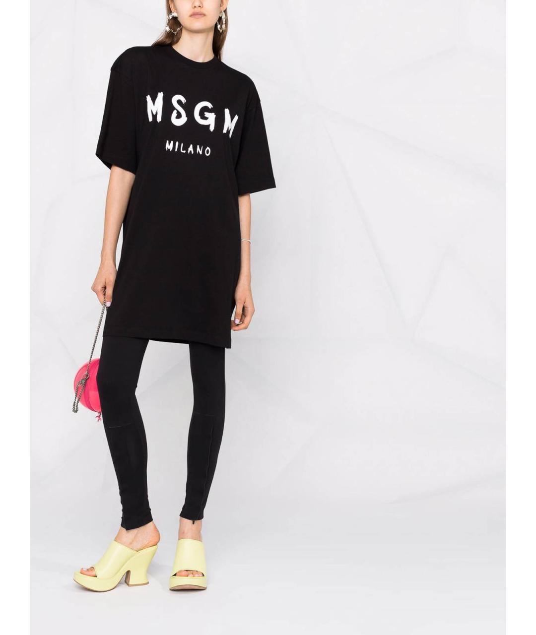 MSGM Черное хлопковое повседневное платье, фото 2