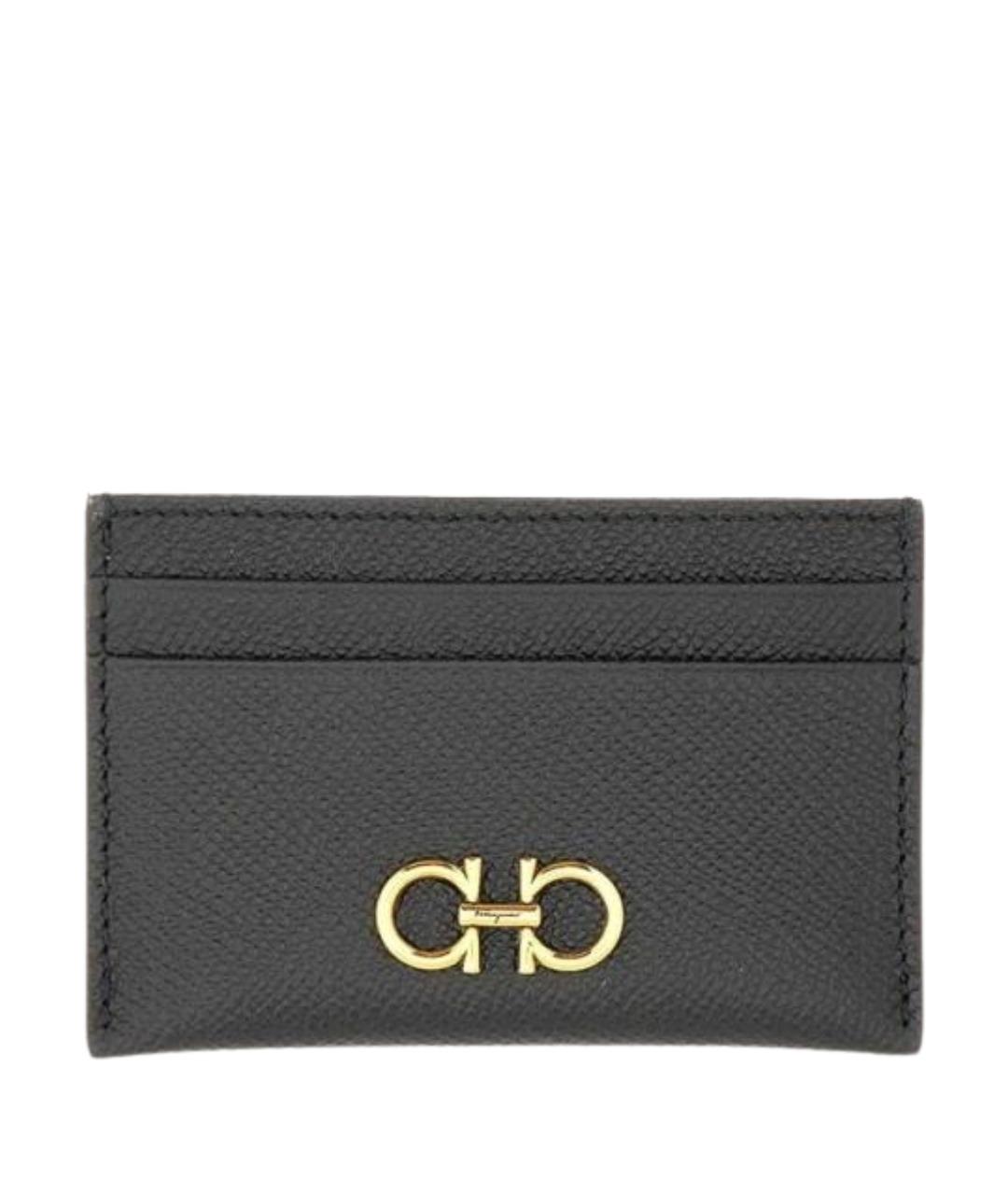 FERRAGAMO Черный кожаный кардхолдер, фото 1