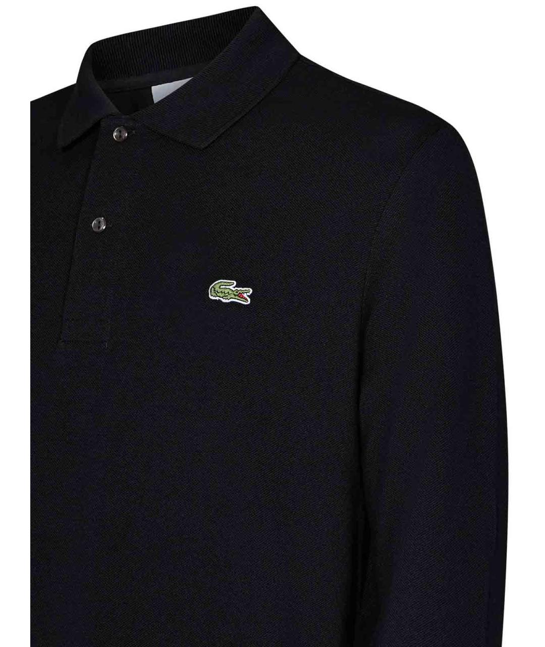 LACOSTE Черное хлопковое поло с коротким рукавом, фото 3