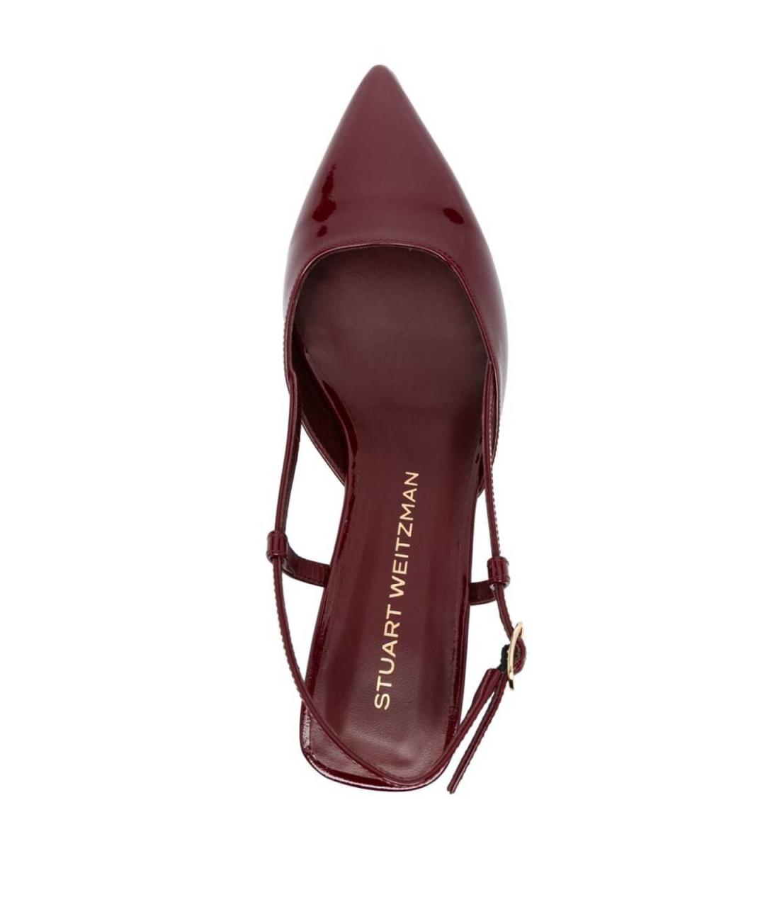 STUART WEITZMAN Бордовые кожаные туфли, фото 2