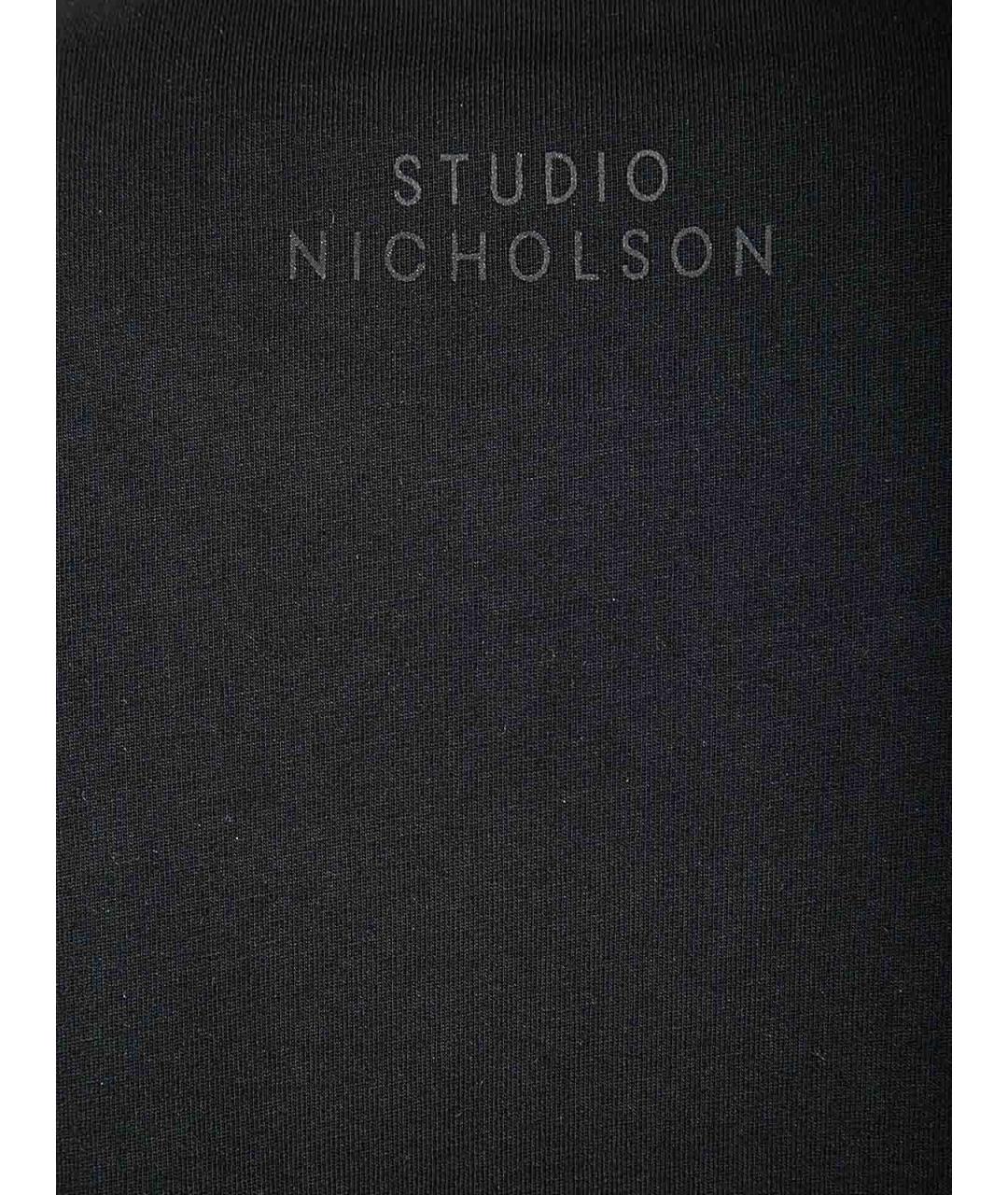 STUDIO NICHOLSON Черная хлопковая футболка, фото 3