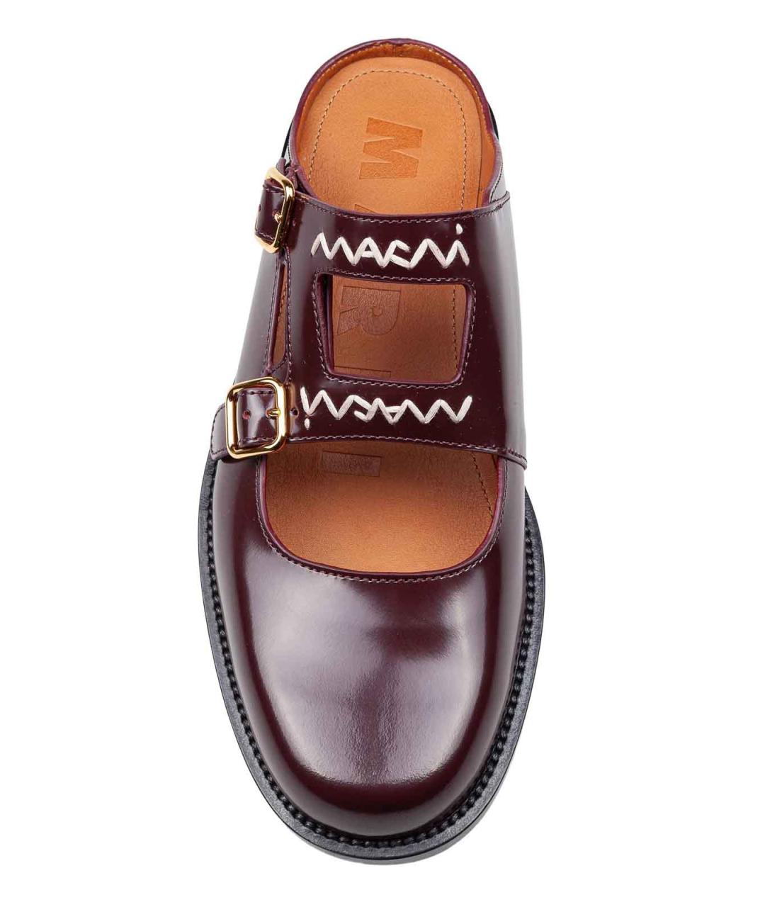 MARNI Бордовые кожаные лоферы, фото 3