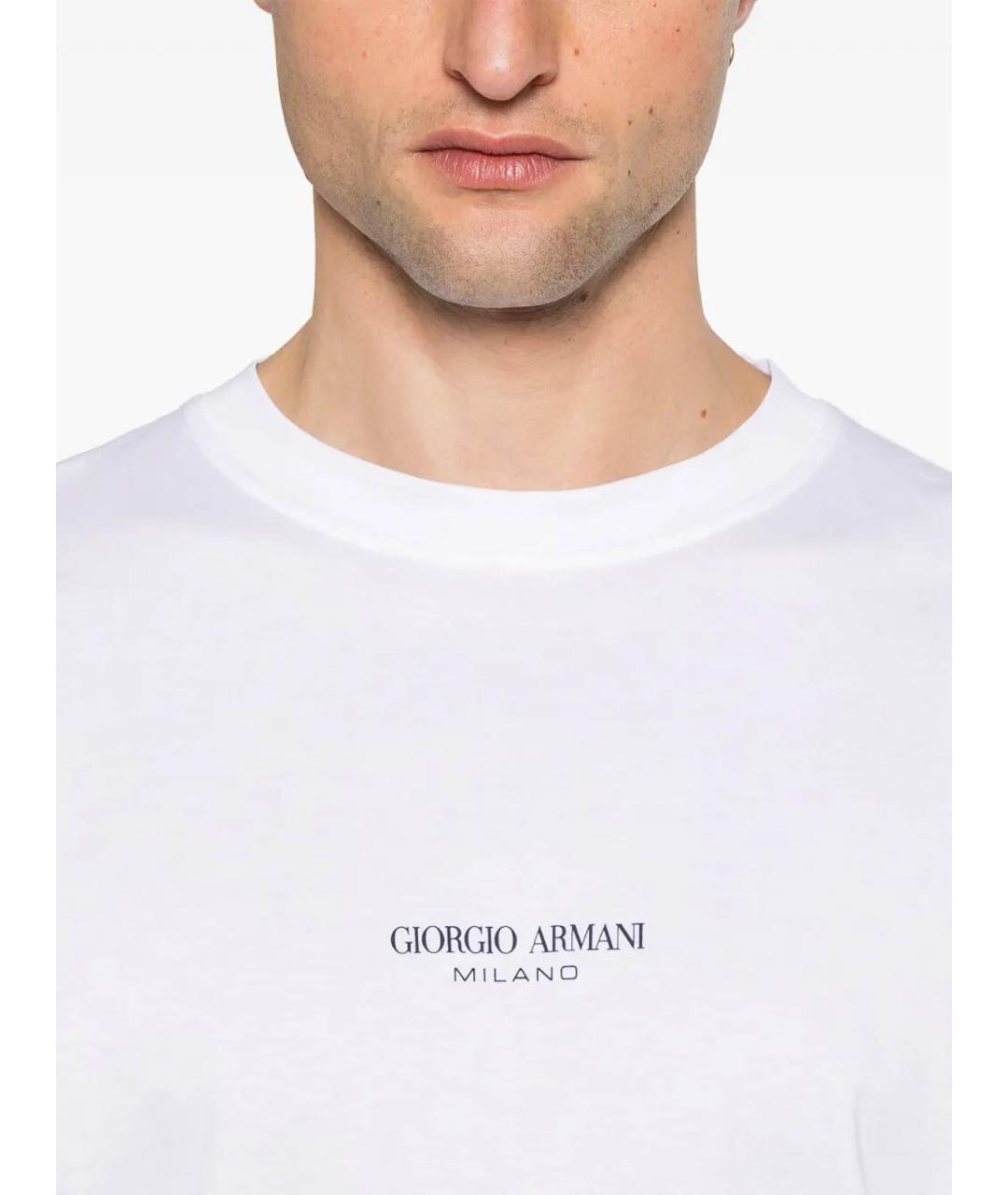 GIORGIO ARMANI Белая хлопковая футболка, фото 3