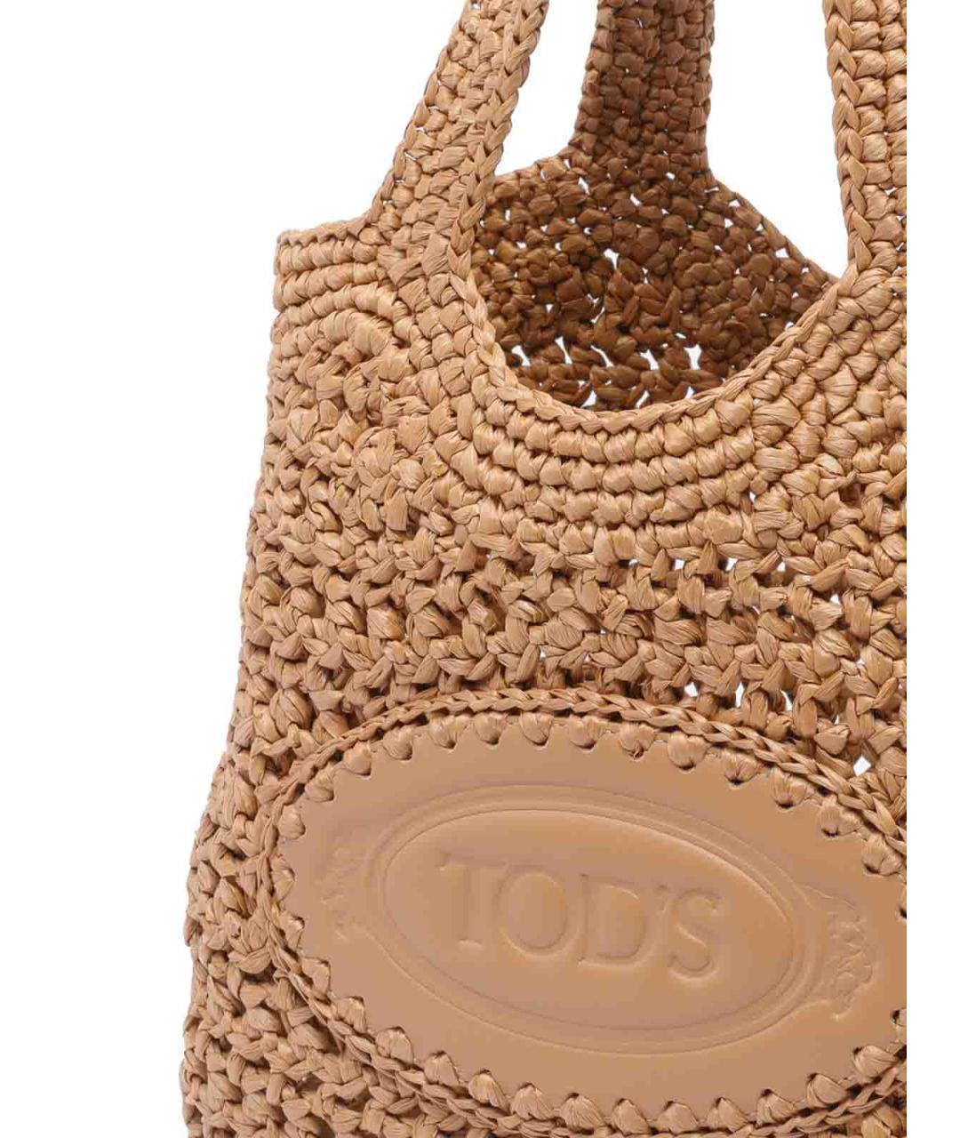 TOD'S Бежевая рафия сумка тоут, фото 4