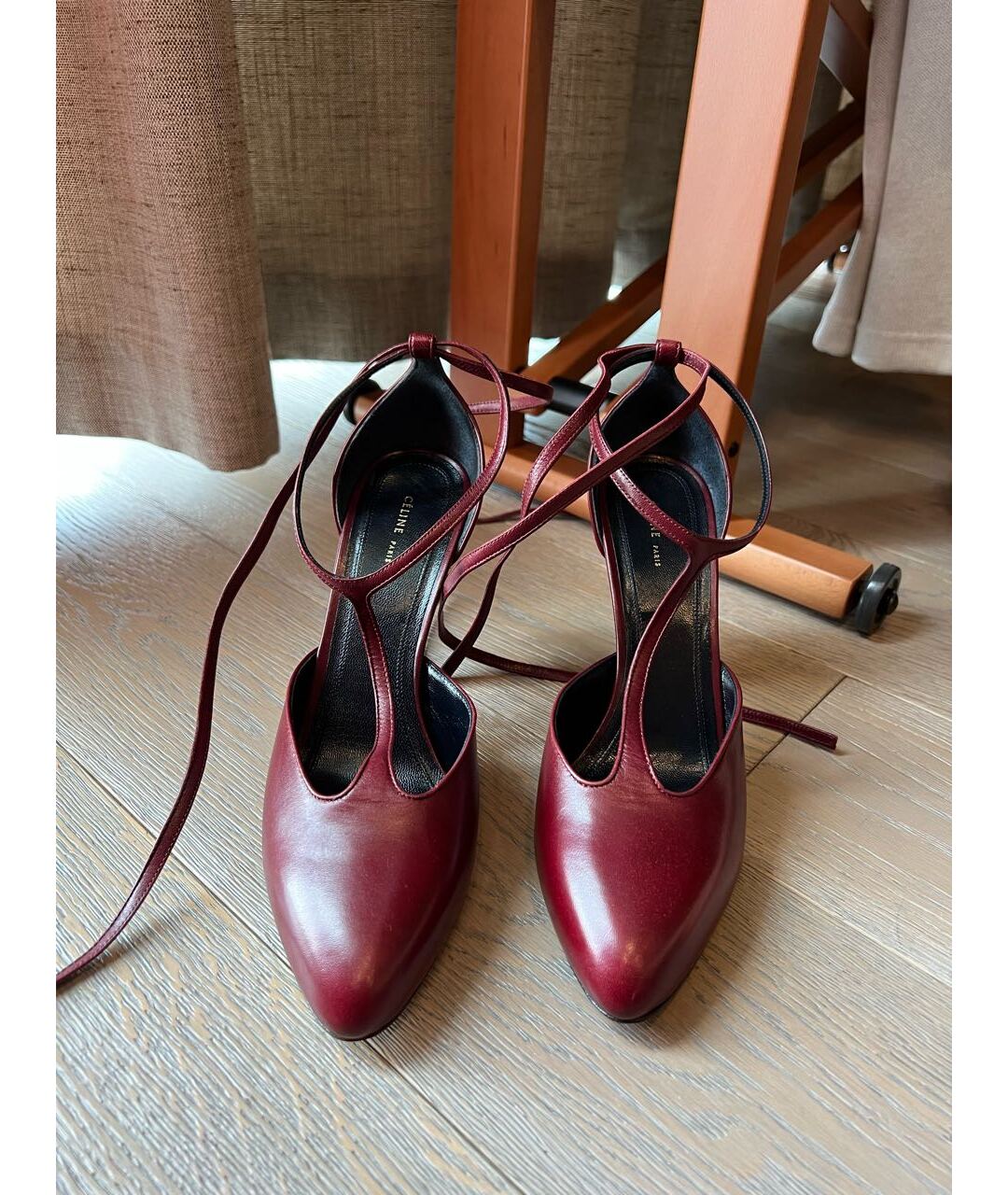 CELINE PRE-OWNED Бордовые кожаные туфли, фото 7