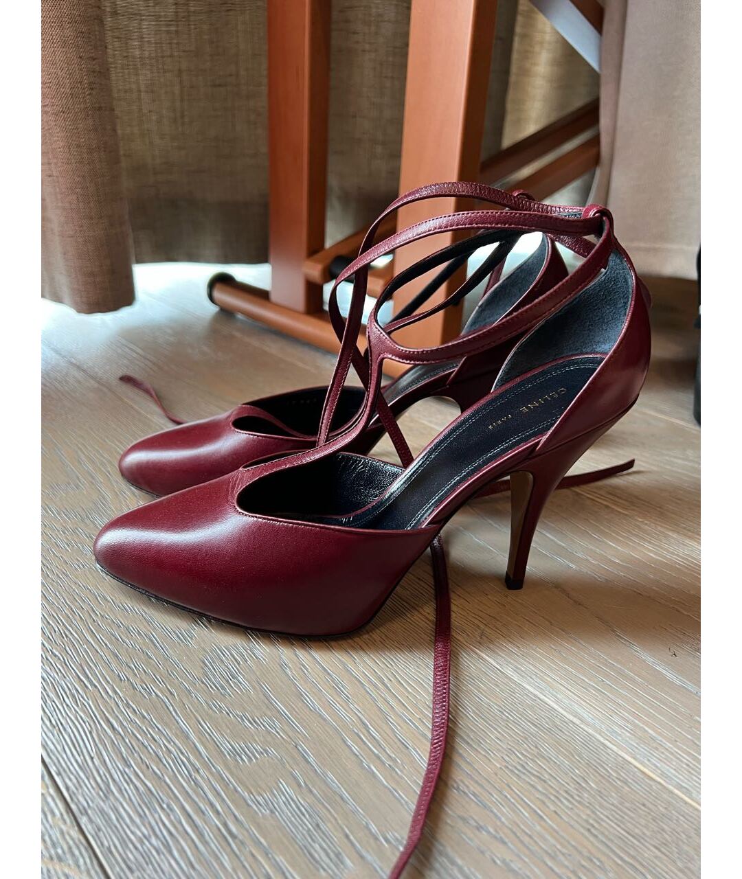 CELINE PRE-OWNED Бордовые кожаные туфли, фото 2