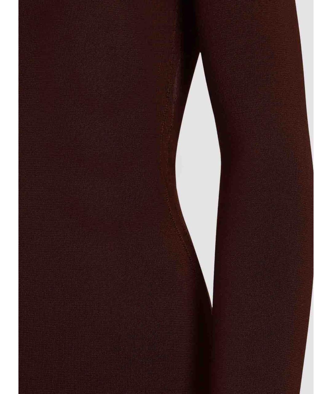 SAINT LAURENT Коричневое вискозное повседневное платье, фото 4