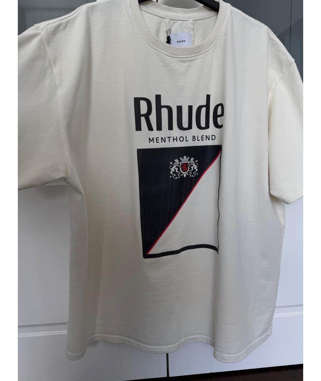 RHUDE Бежевая хлопковая футболка, фото 5