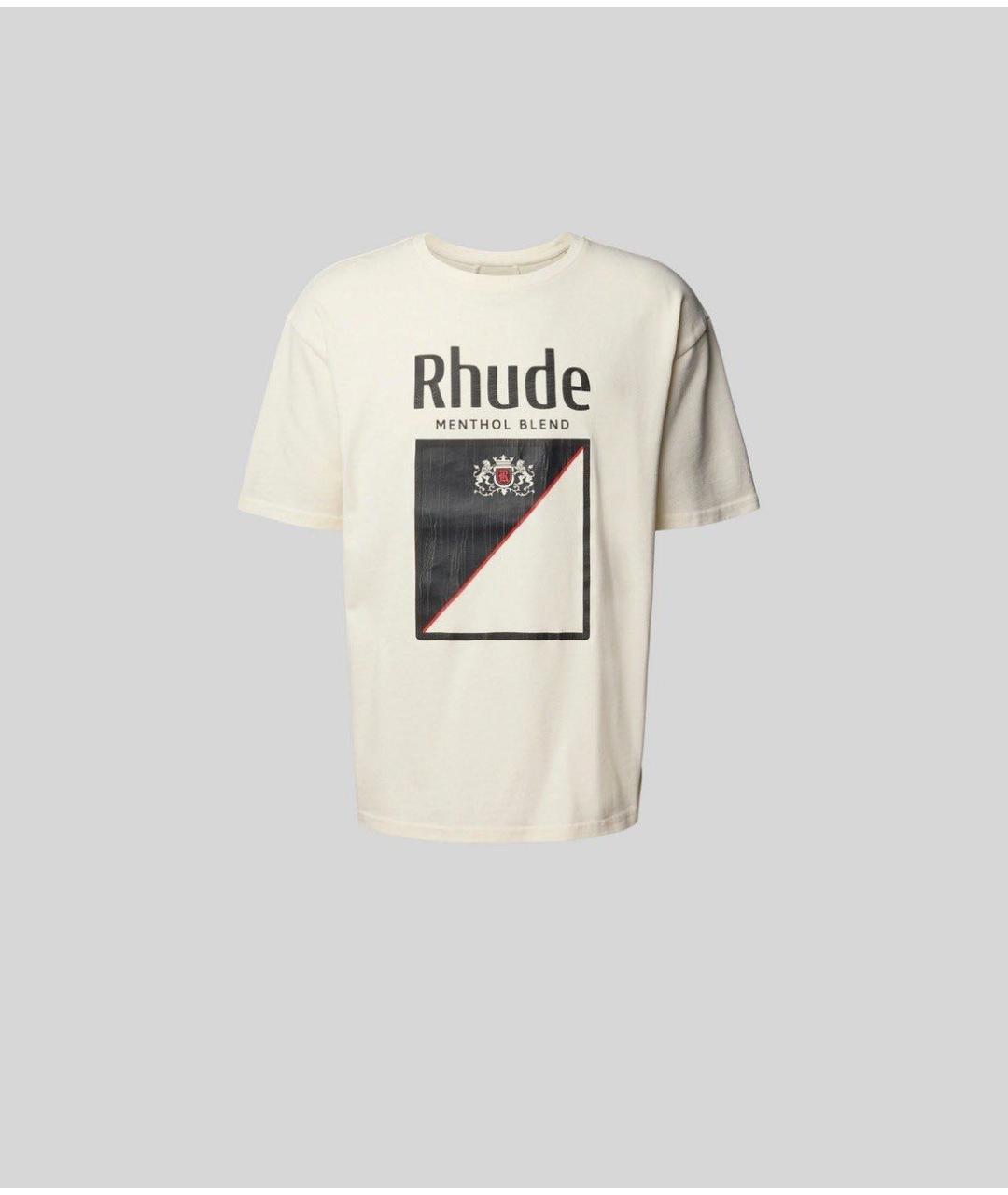 RHUDE Бежевая хлопковая футболка, фото 8