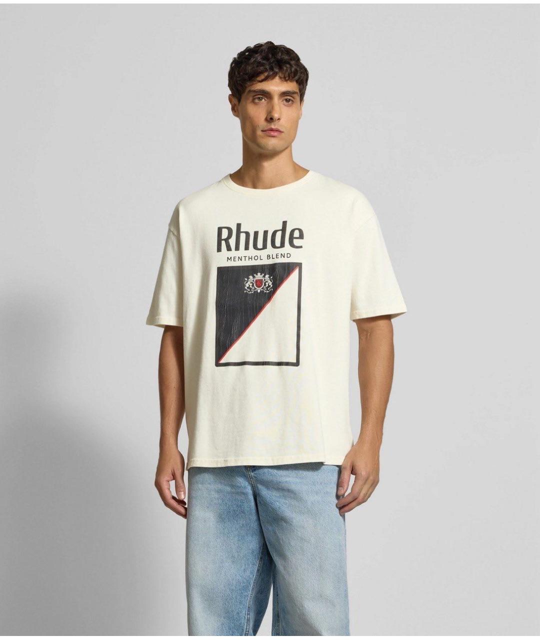 RHUDE Бежевая хлопковая футболка, фото 3