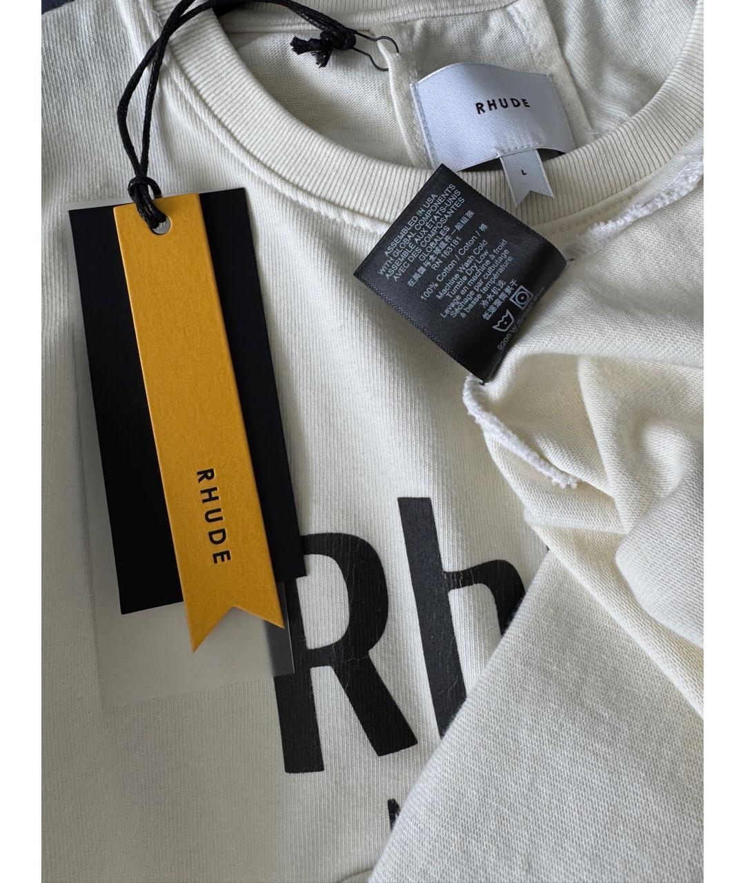 RHUDE Бежевая хлопковая футболка, фото 7
