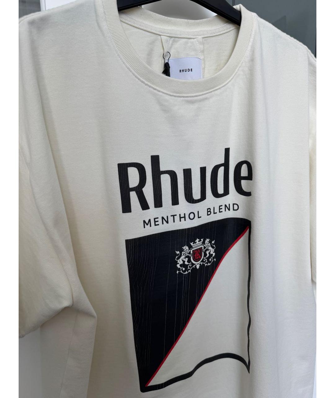 RHUDE Бежевая хлопковая футболка, фото 4