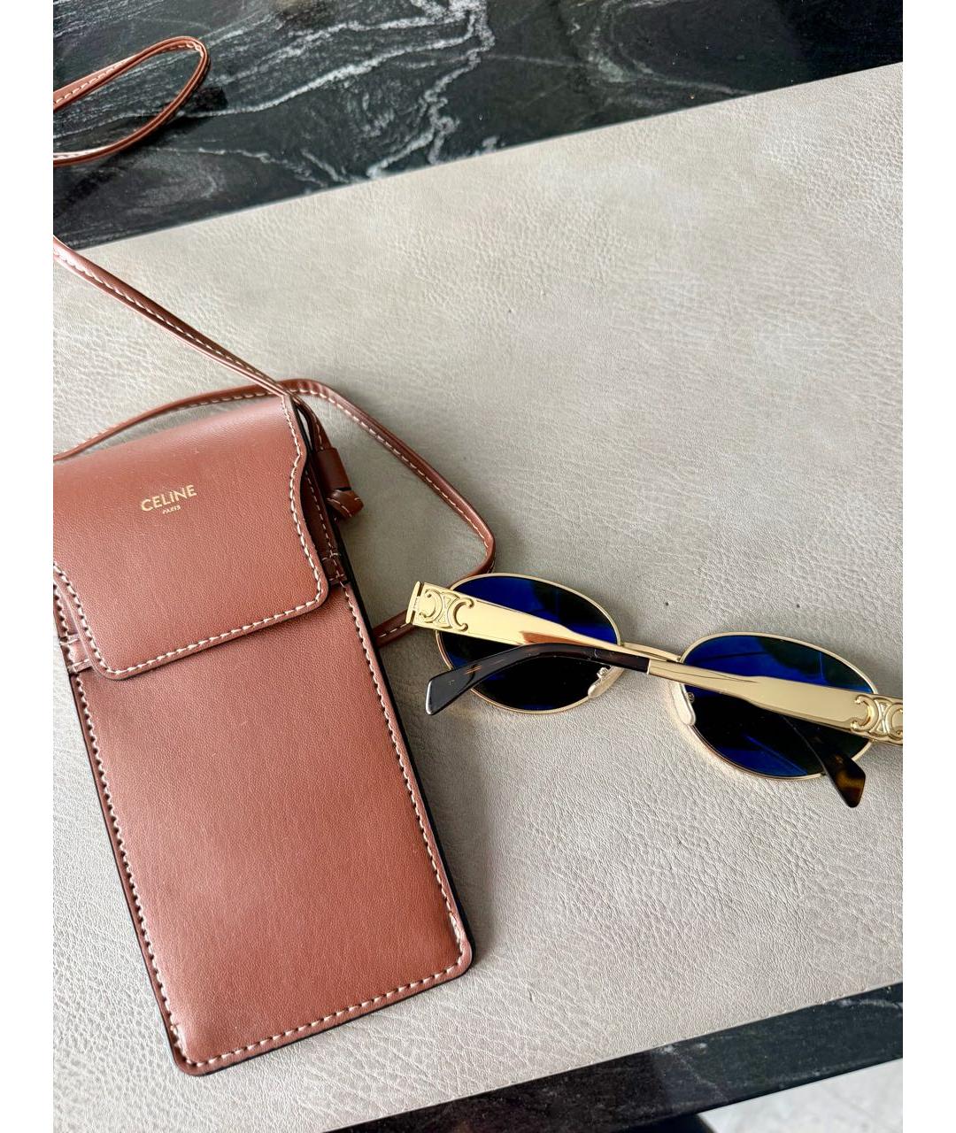 CELINE Золотые металлические солнцезащитные очки, фото 8