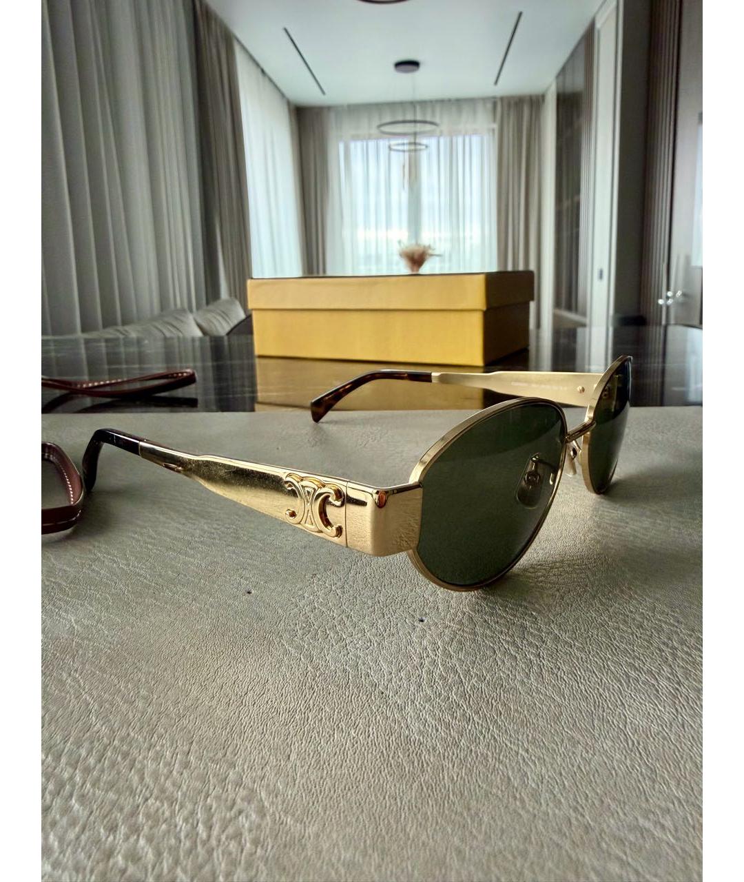 CELINE Золотые металлические солнцезащитные очки, фото 6