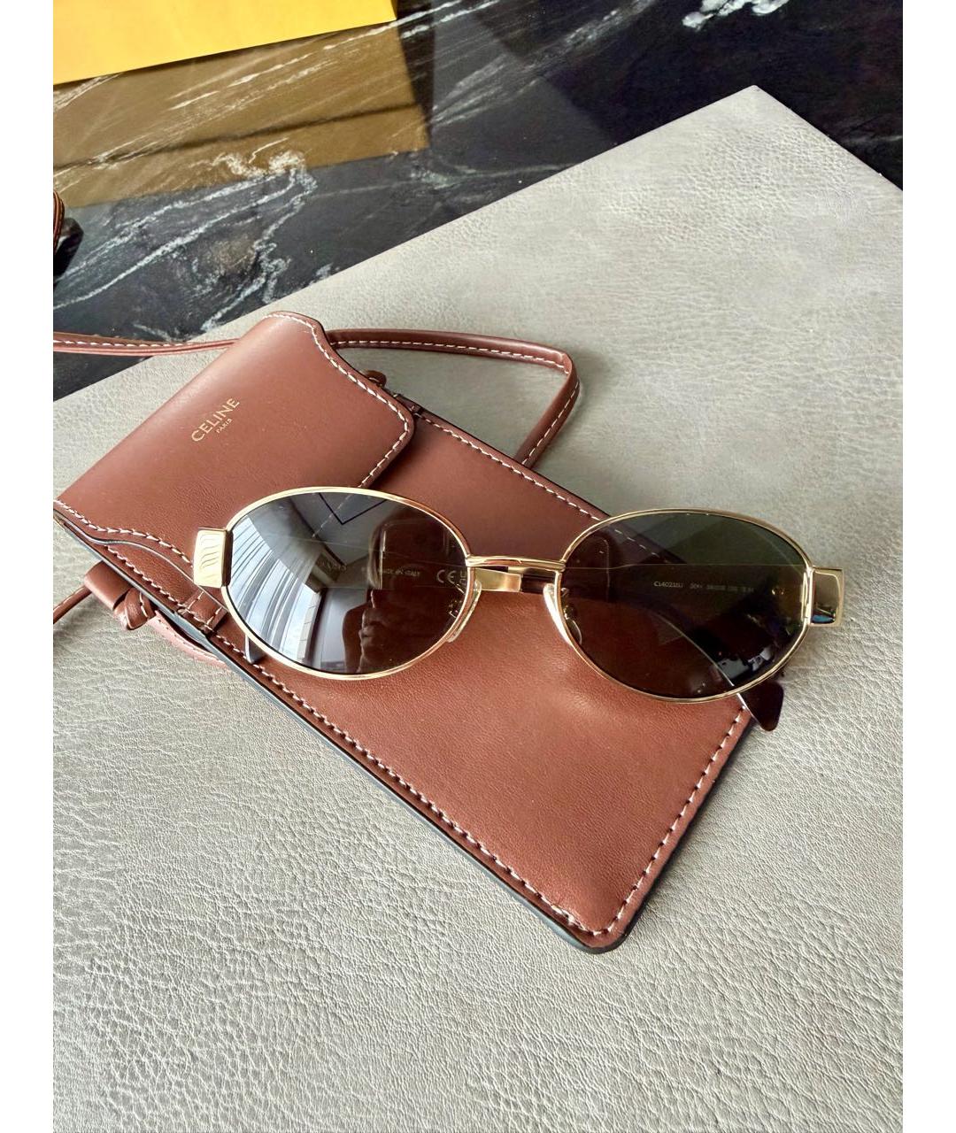 CELINE Золотые металлические солнцезащитные очки, фото 5