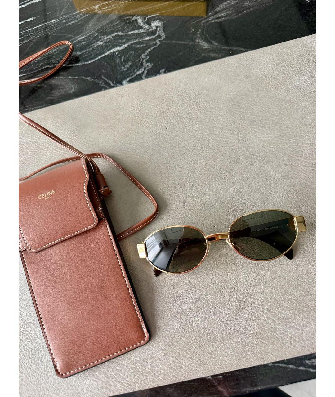 CELINE Золотые металлические солнцезащитные очки, фото 7