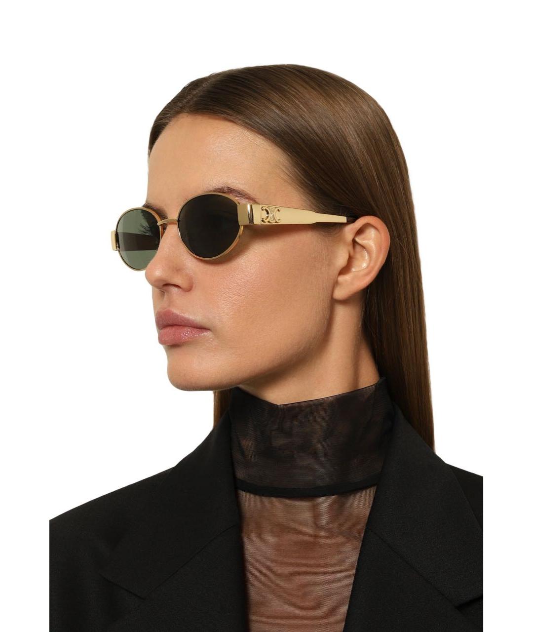 CELINE Золотые металлические солнцезащитные очки, фото 4