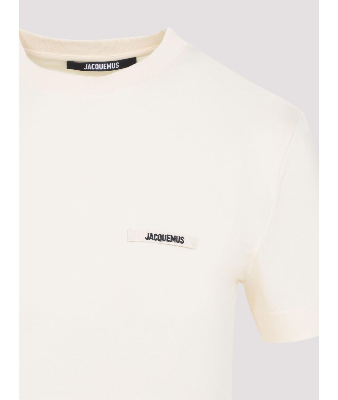 JACQUEMUS Бежевая хлопковая футболка, фото 3
