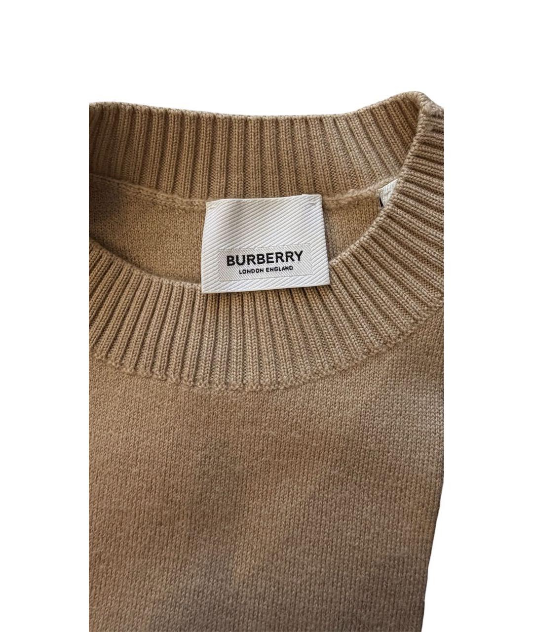 BURBERRY Бежевый шерстяной джемпер / свитер, фото 3