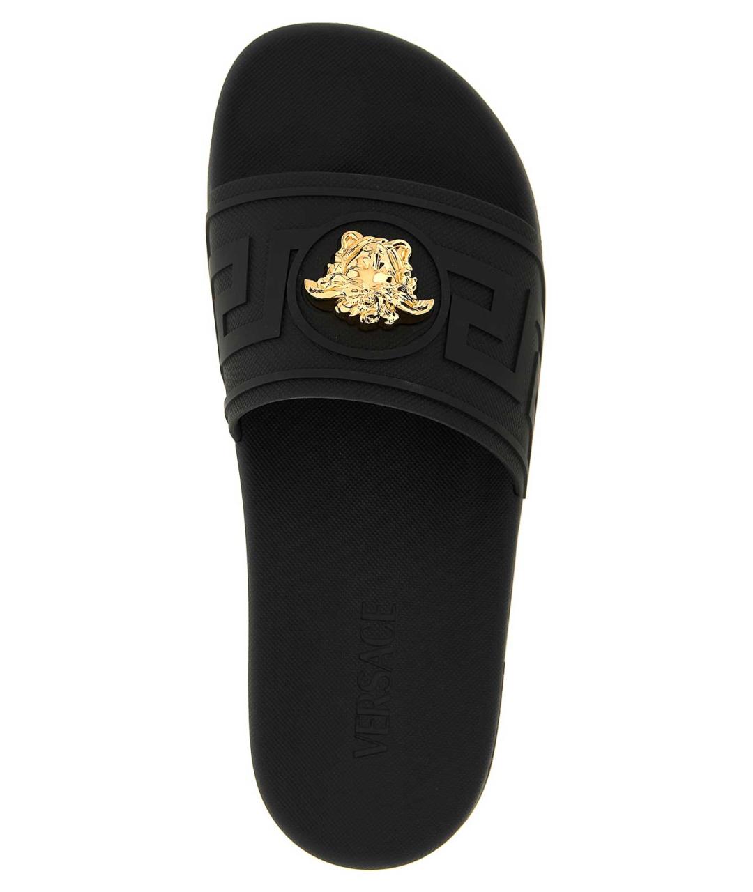 VERSACE Черные резиновые сандалии, фото 4