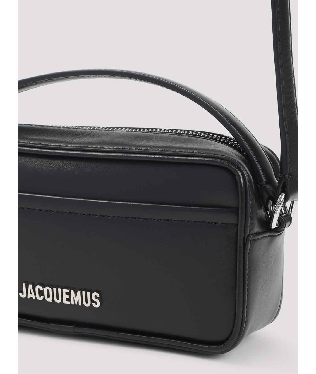 JACQUEMUS Черная кожаная сумка на плечо, фото 3