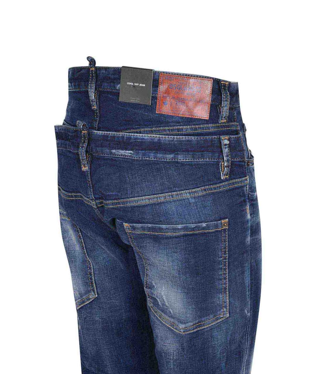 DSQUARED2 Синие хлопковые прямые джинсы, фото 4