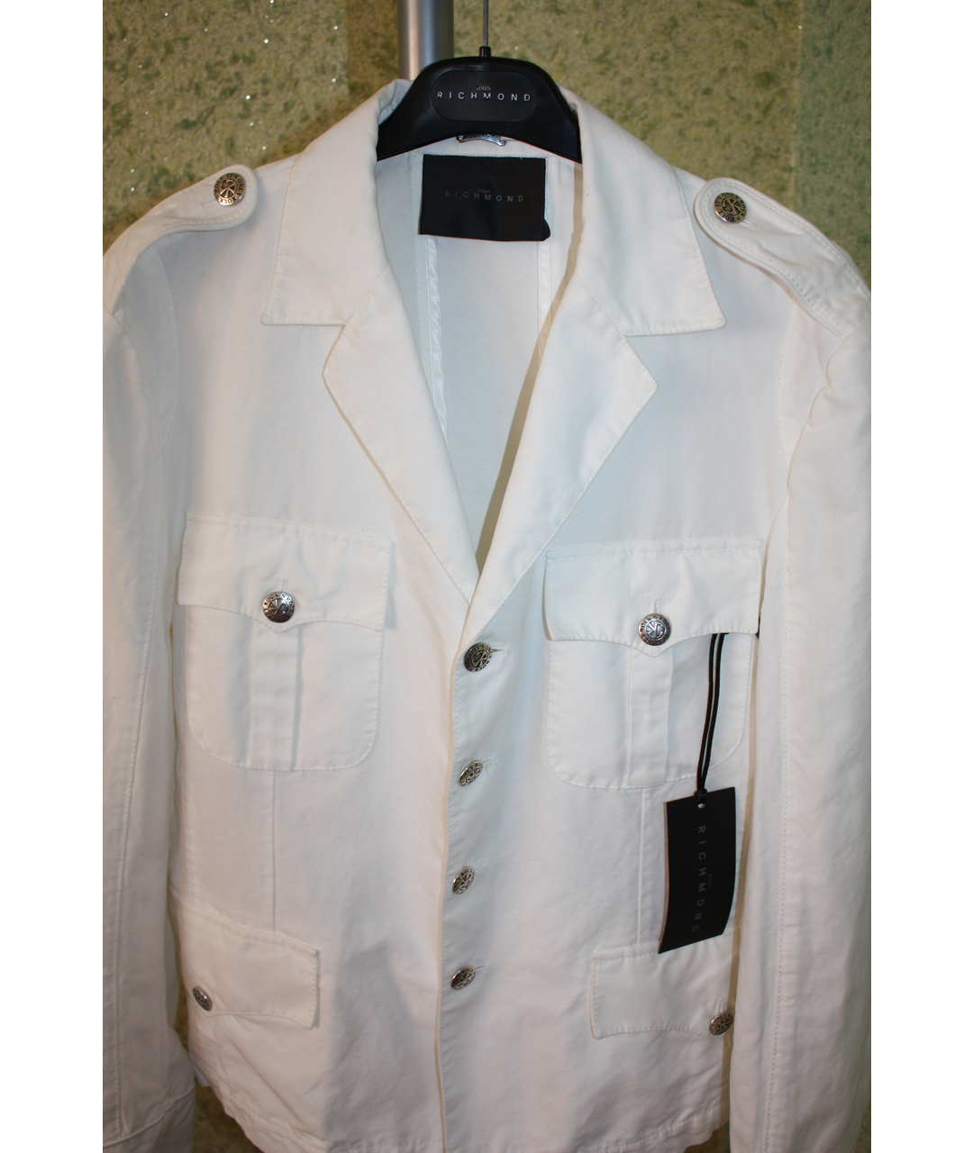 JOHN RICHMOND Белый хлопковый пиджак, фото 3