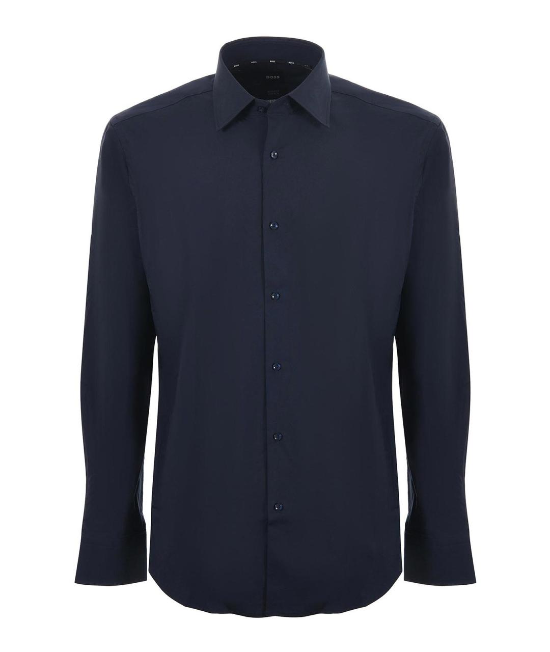 HUGO BOSS Синяя хлопковая классическая рубашка, фото 1