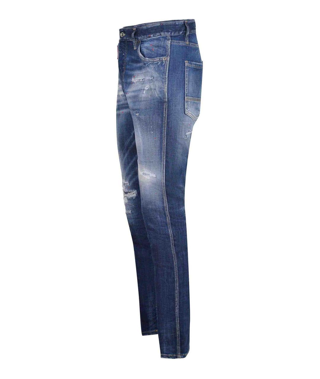 DSQUARED2 Синие хлопковые прямые джинсы, фото 2
