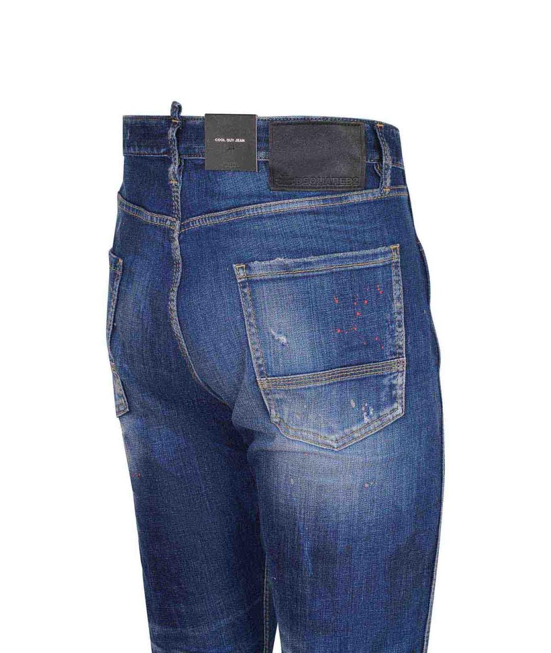 DSQUARED2 Синие хлопковые прямые джинсы, фото 4